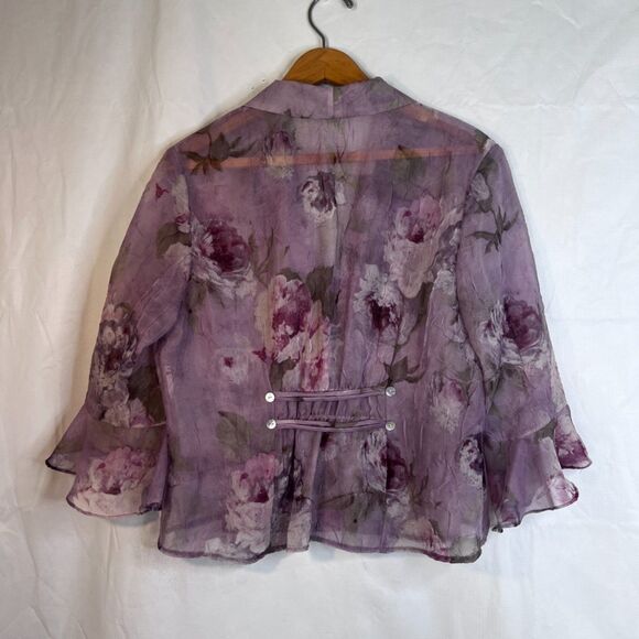 R&M Richards Fairy Core Whimsical Floral Crinkle Maxi Dress & Jacket Size LGP* - Picture 6 of 9